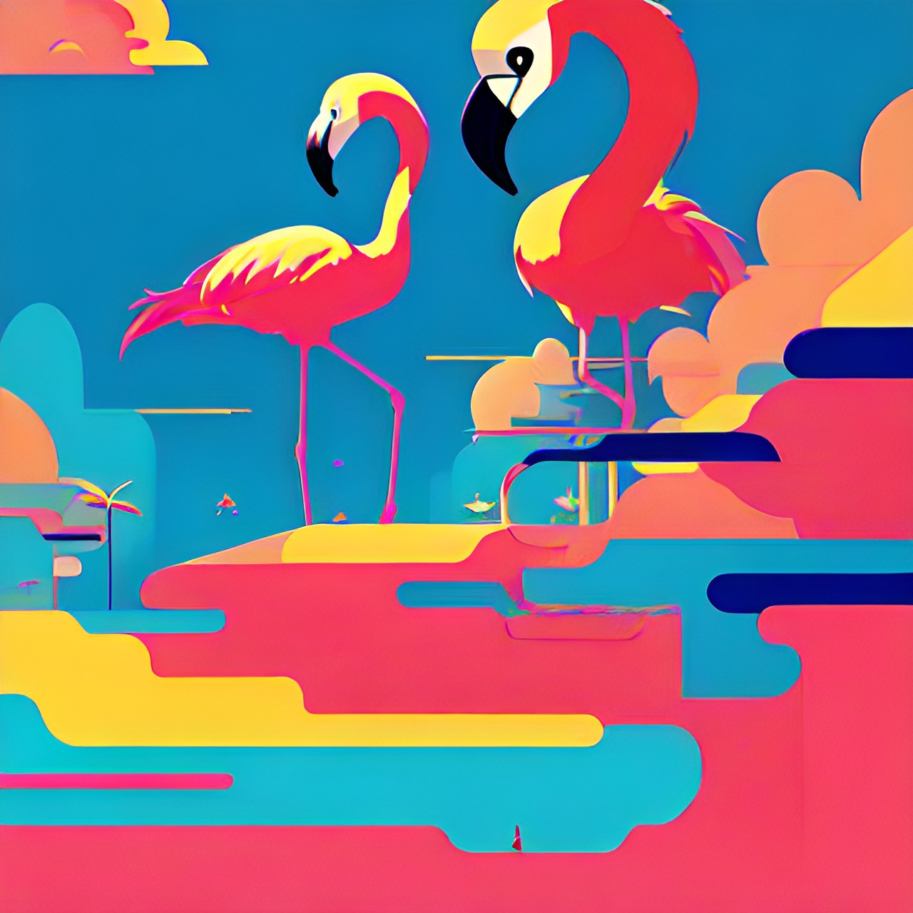 simple,flamingo, abstract, bright, simple preview