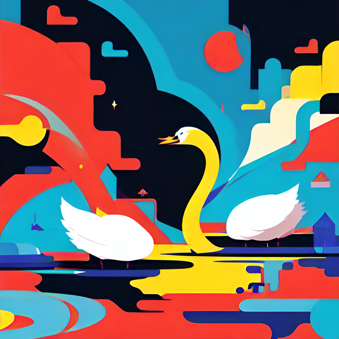 simple,swans, abstract, bright, simple preview