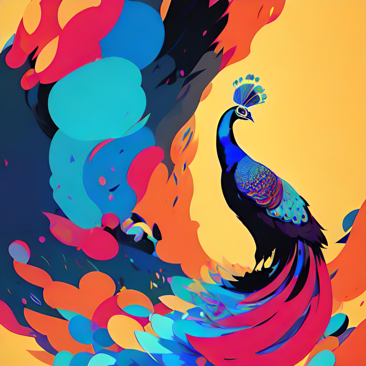 simple, peacock, abstract, bright, simple preview