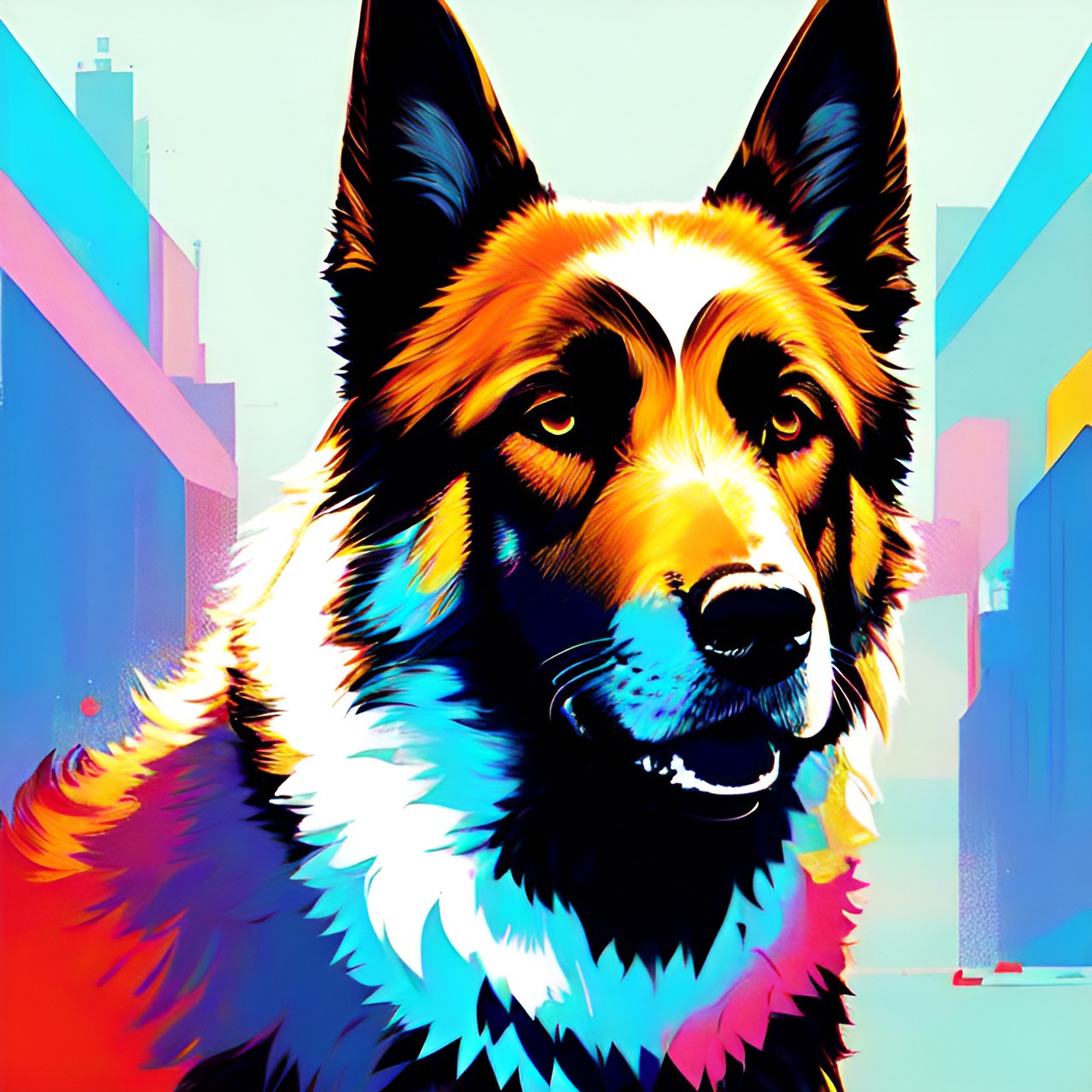 simple, german shepherd dog , abstract, bright, simple preview