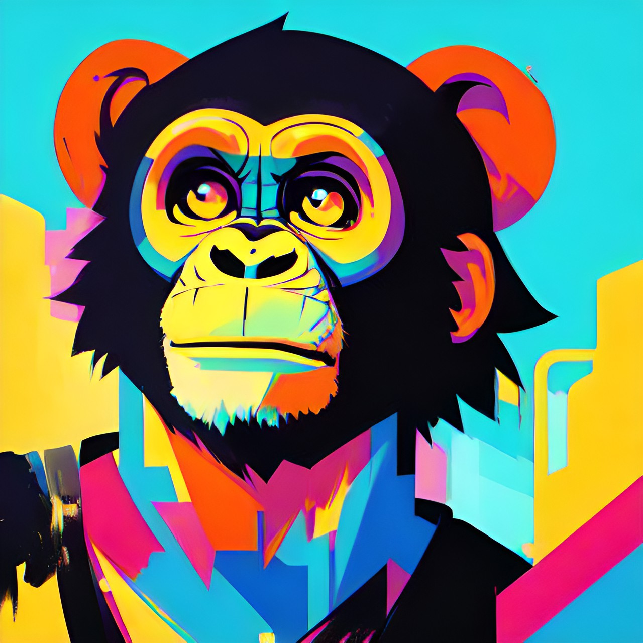 simple, chimpanzee, abstract, bright, simple preview