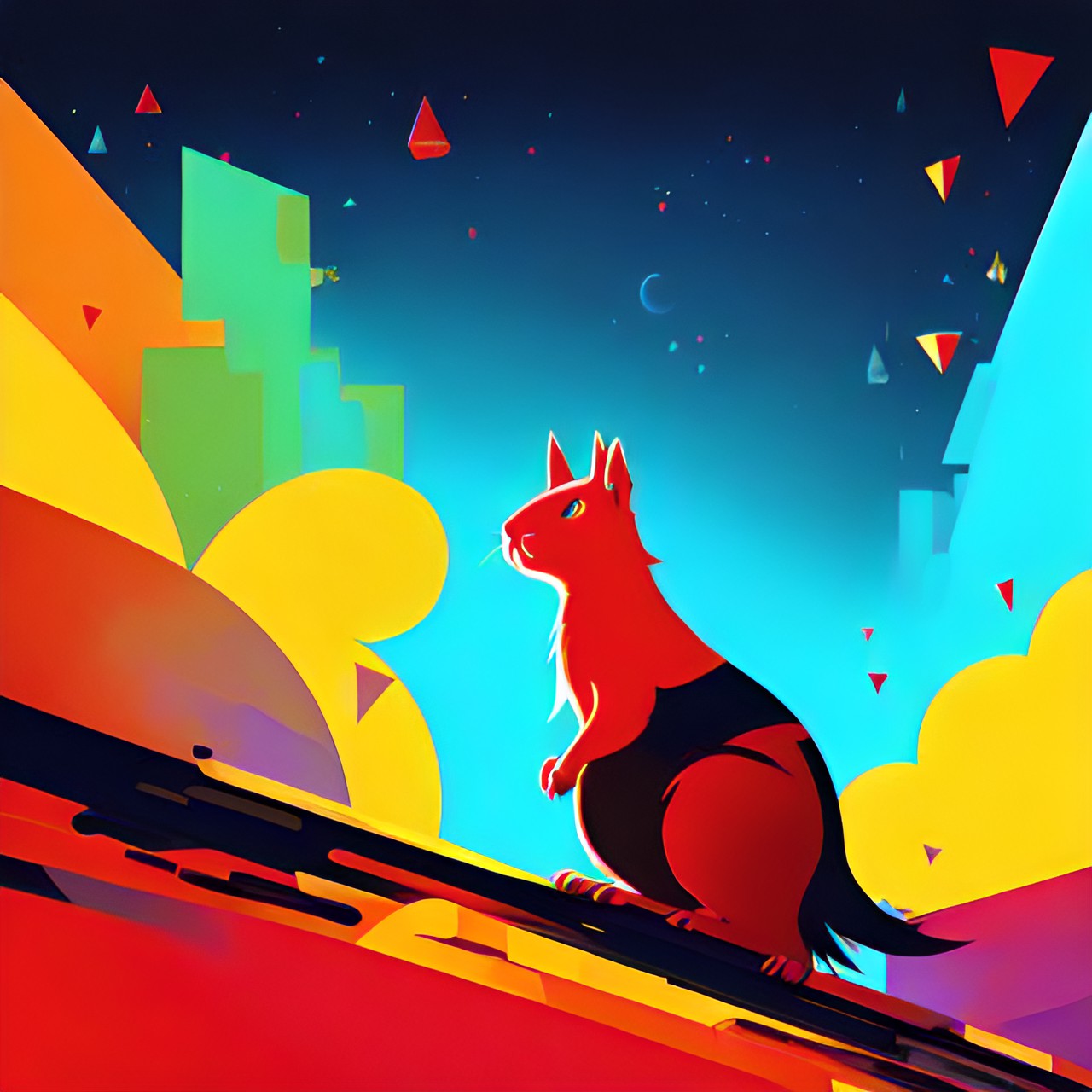 simple,  squirrel, abstract, bright, simple preview