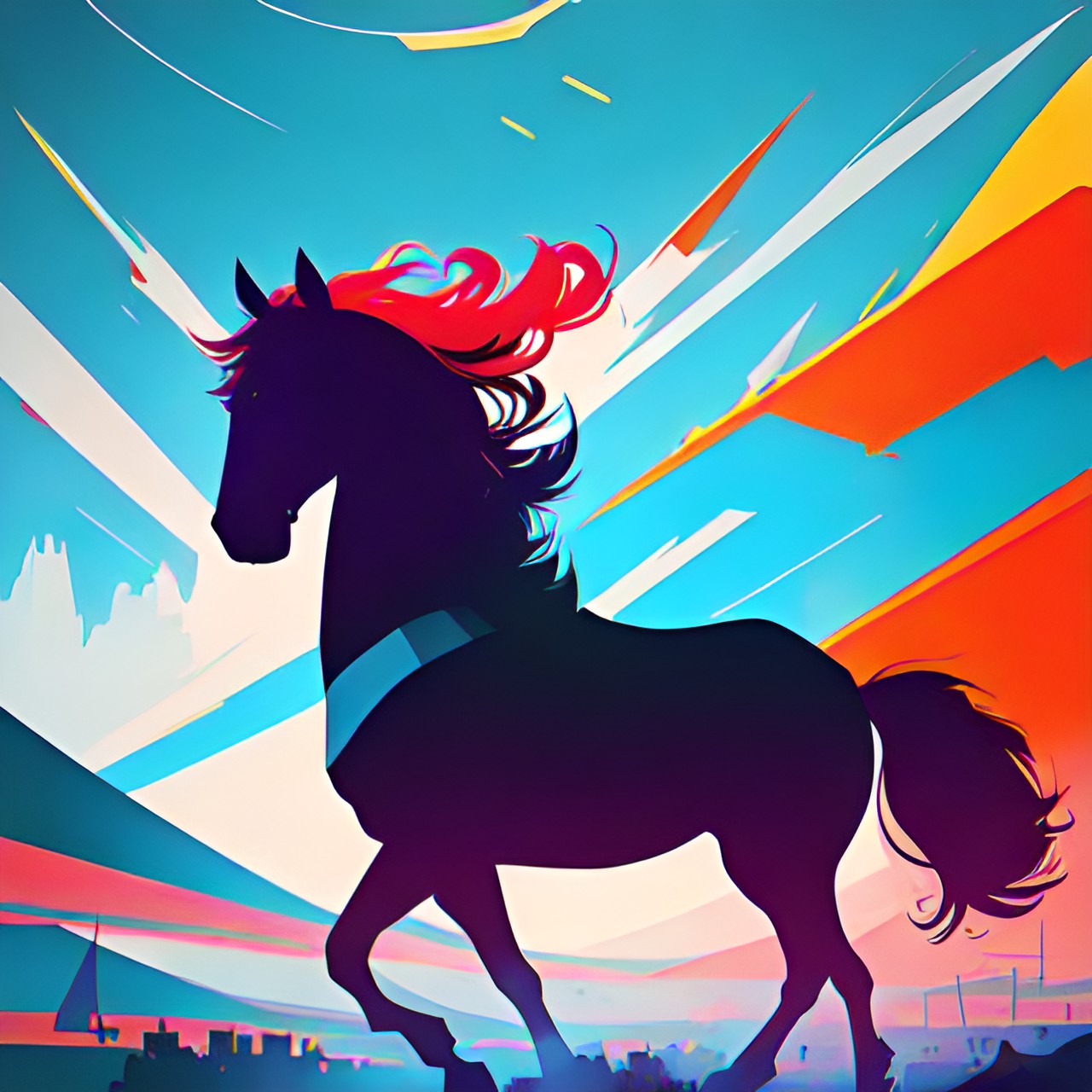 simple, horse, abstract, bright, simple preview