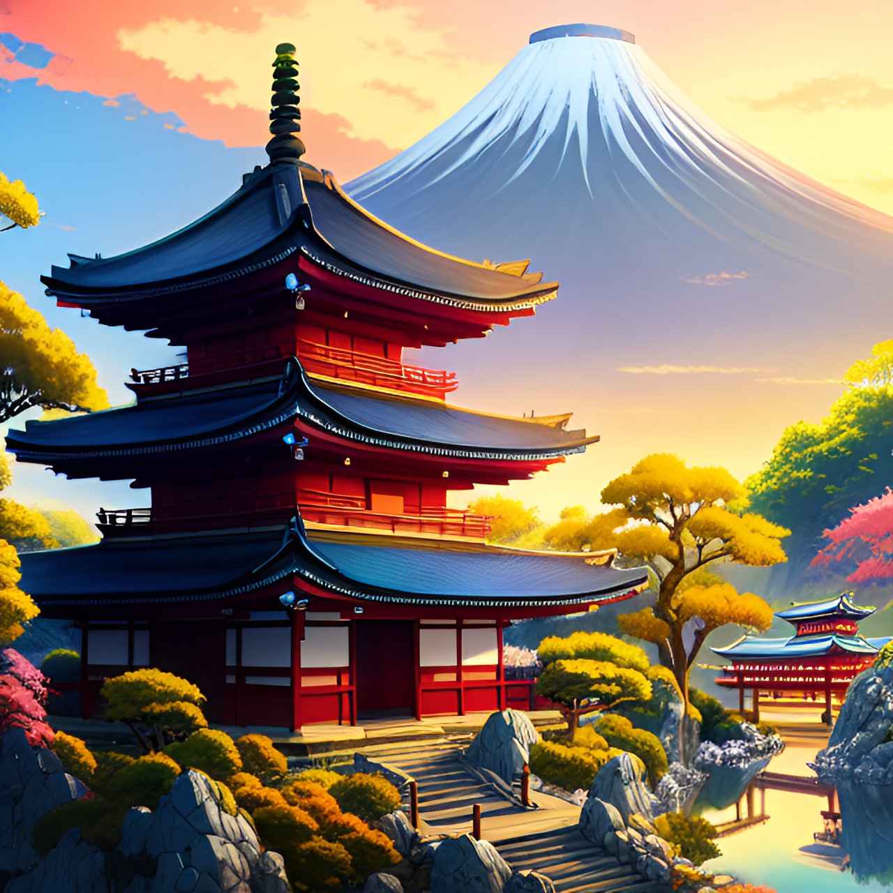 japan landscape with temple preview