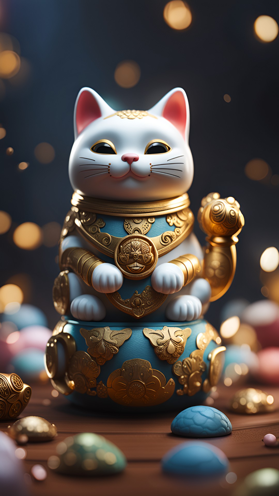 cute maneki neko cat, fantasy, dreamlike, surrealism, super cute, trending on artstation preview