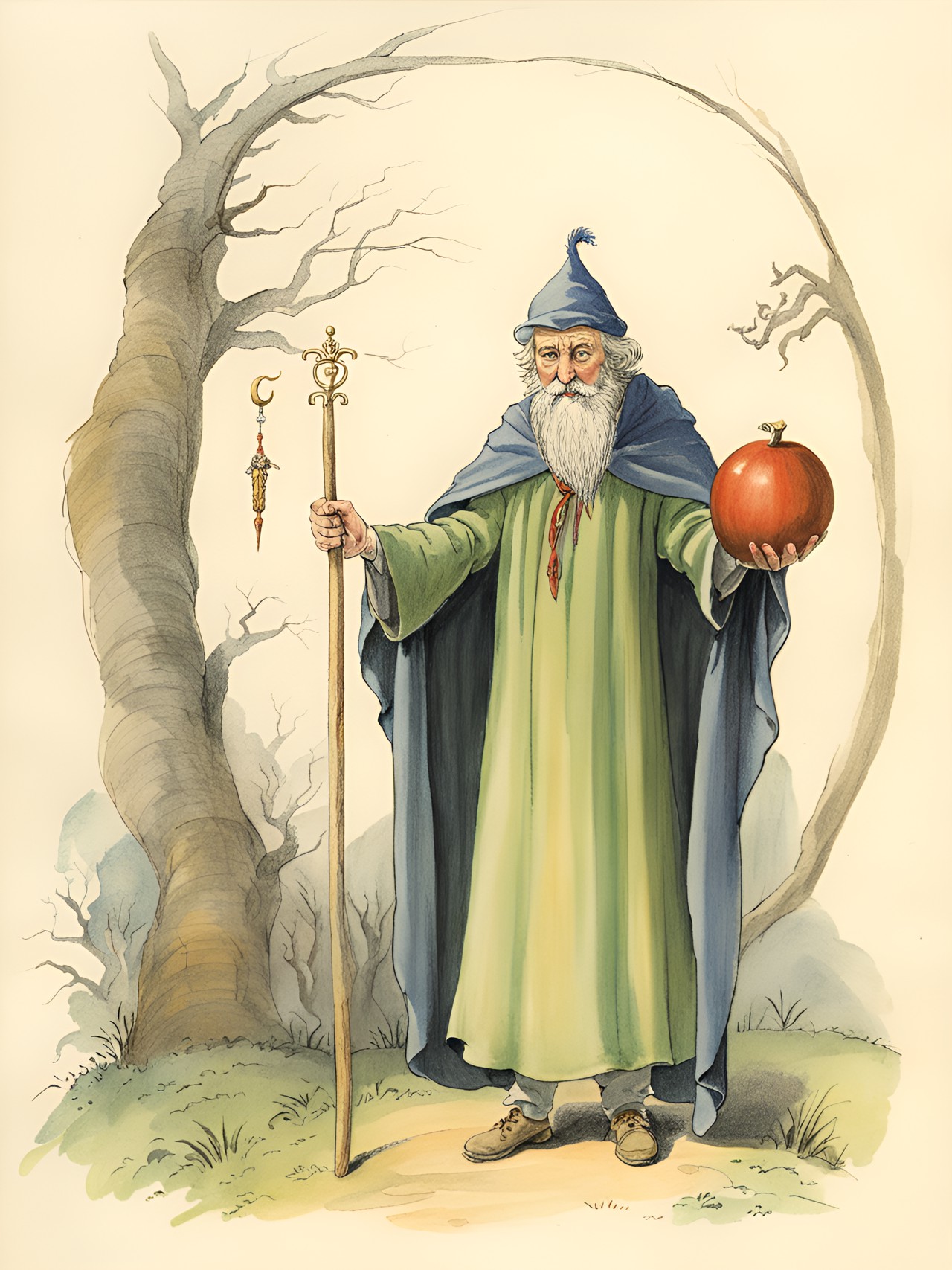 the magician, the magus. a drawing by pauline baynes who was the original illustrator of the narnia books for cs lewis preview