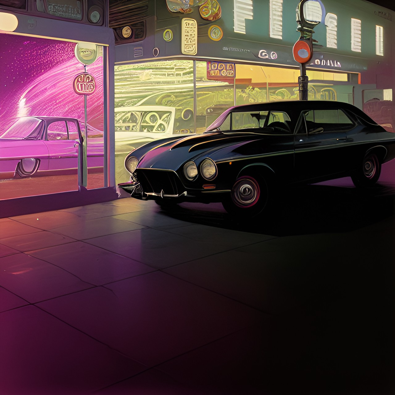 Cool, but wrong - car at night. retro futurism preview