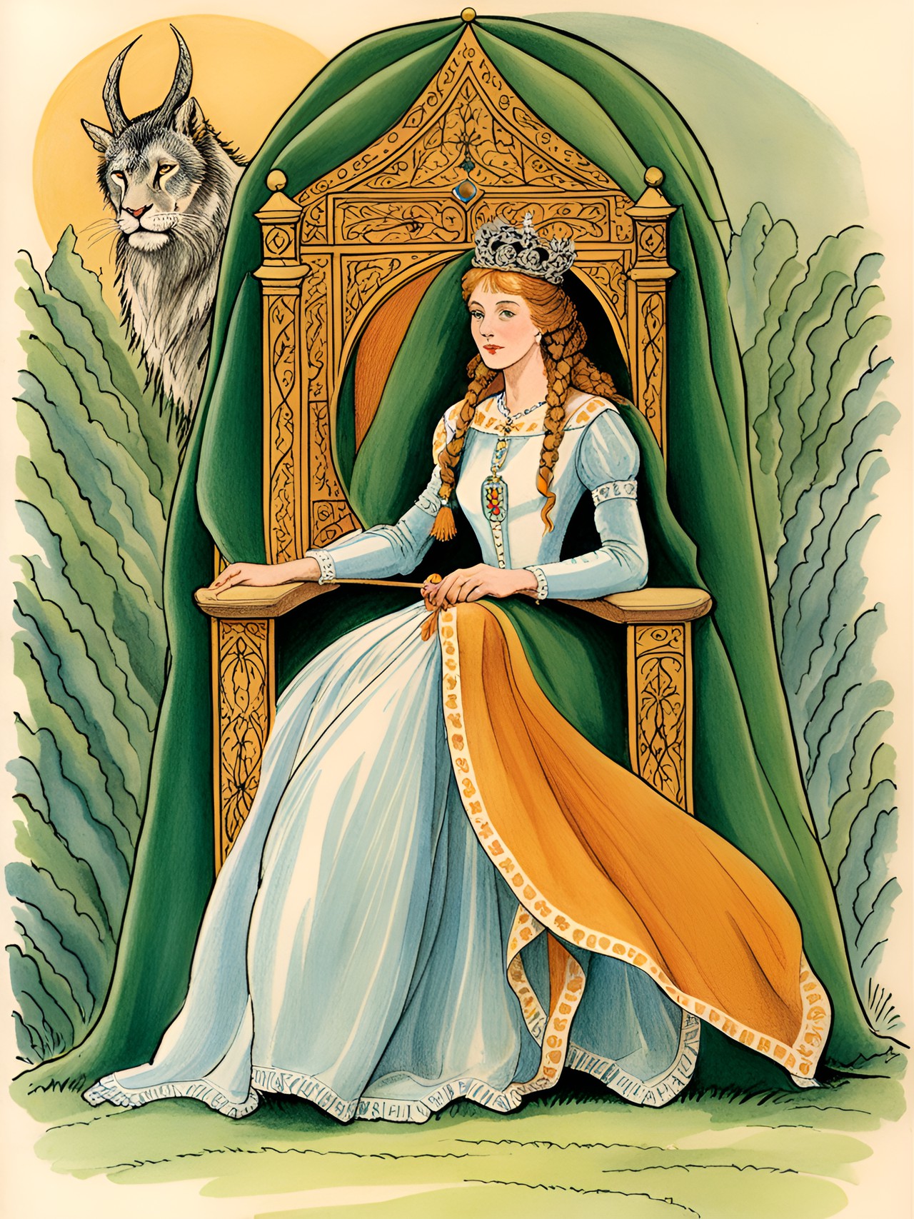 the empress. a drawing by pauline baynes who was the original illustrator of the narnia books for cs lewis preview