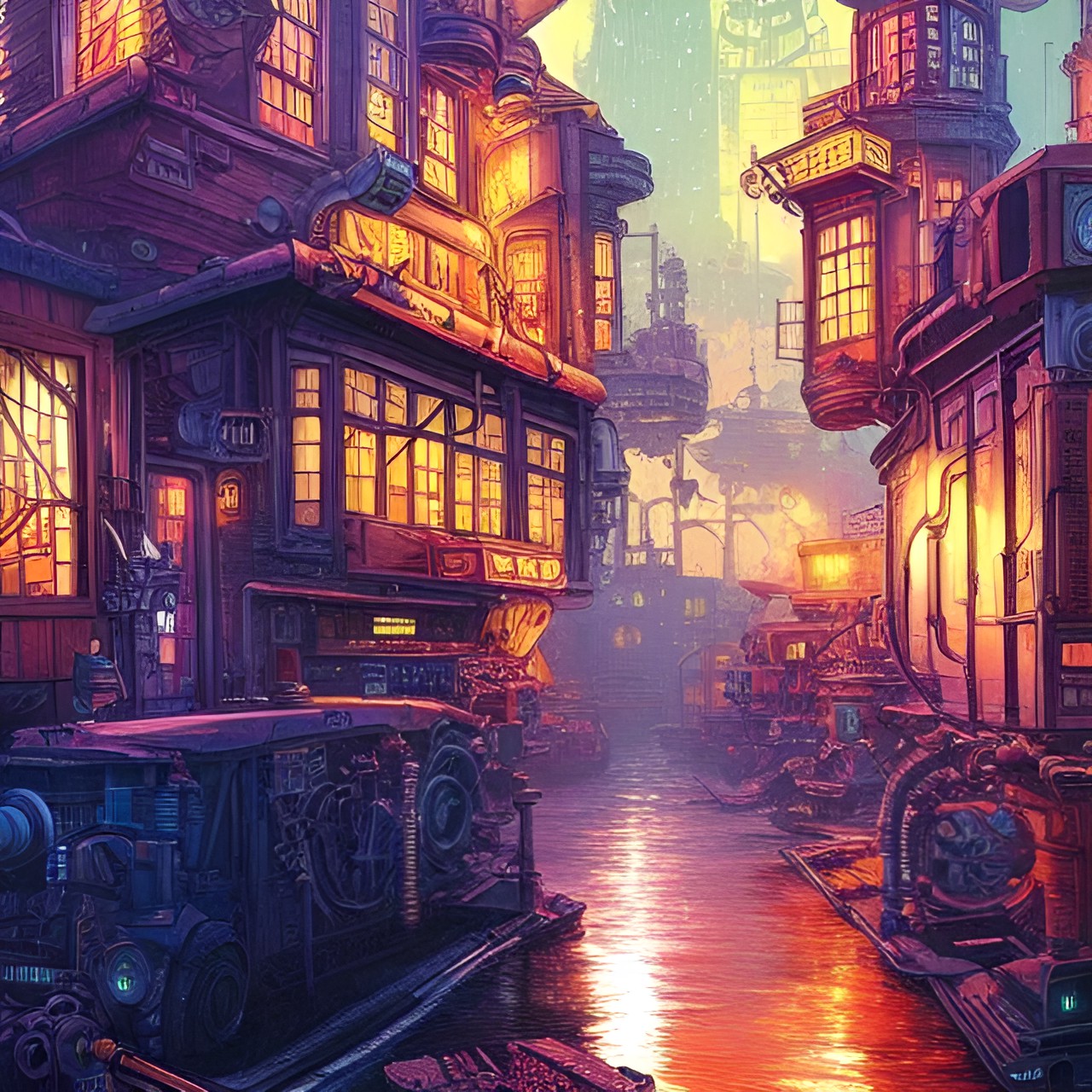 steampunk sci-fi village preview