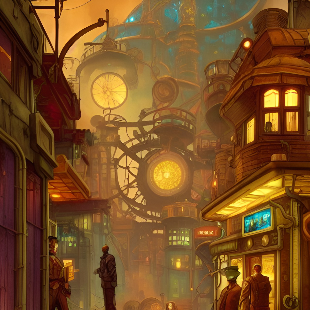 steampunk sci-fi village preview