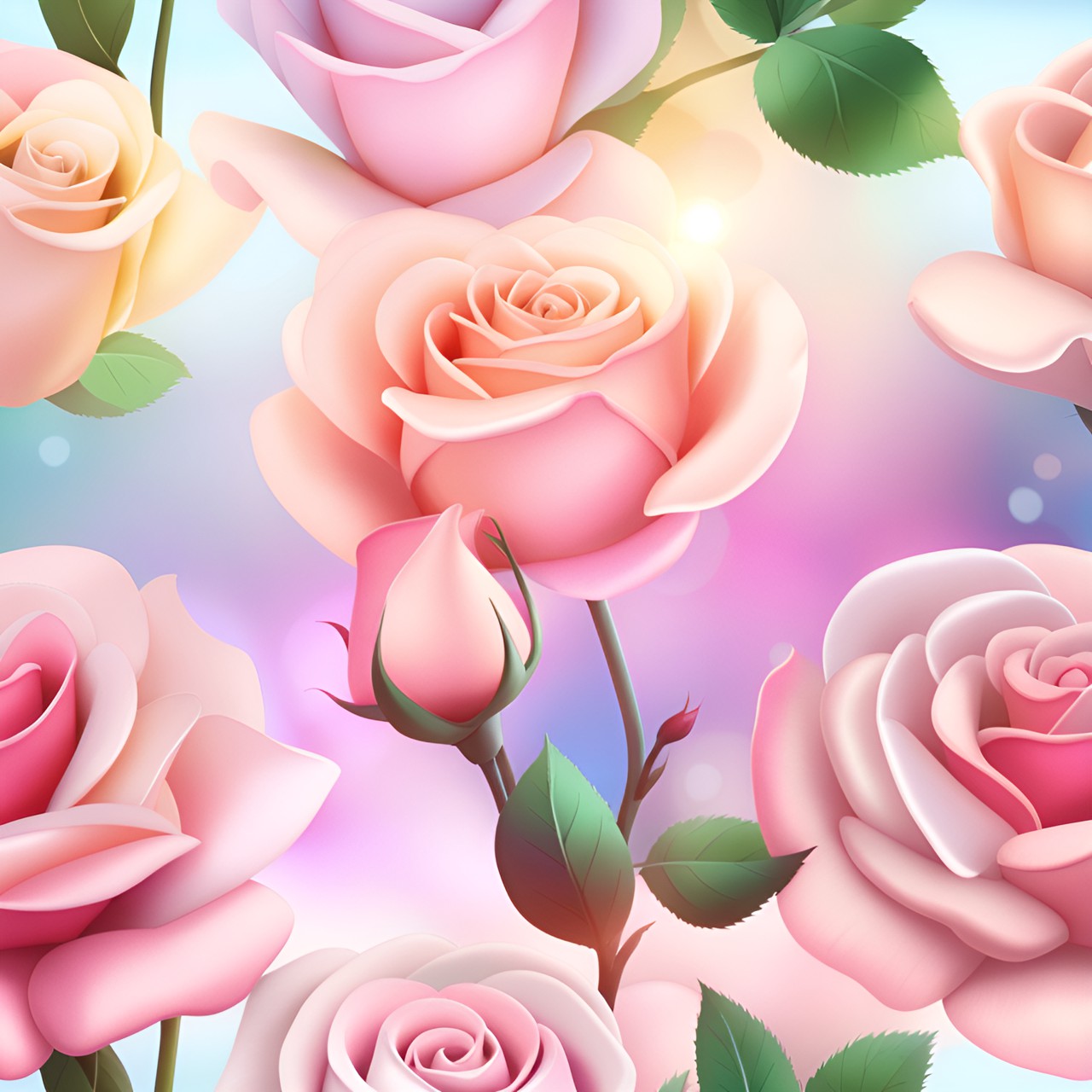 roses, realistic, pastel pallet, 3d render, hd, high detail, magic vibe, sunbeams, shiny, blur background preview