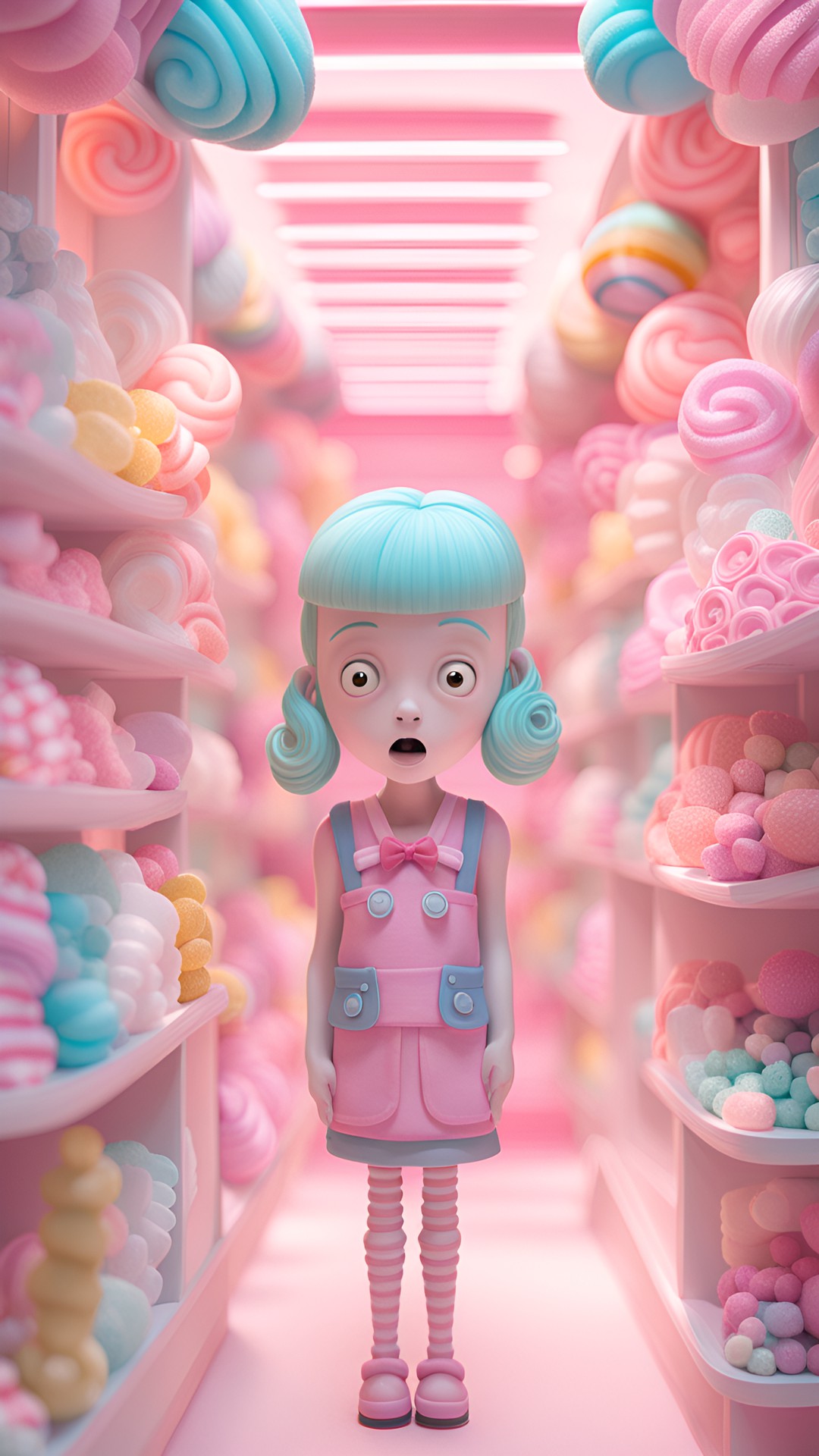 candy shoppe - whimsical, intricately detailed, ultra realistic, eerie, creepy, odd, strange, pastel colored, ultra realistic, intricately detailed. candy shoppe preview