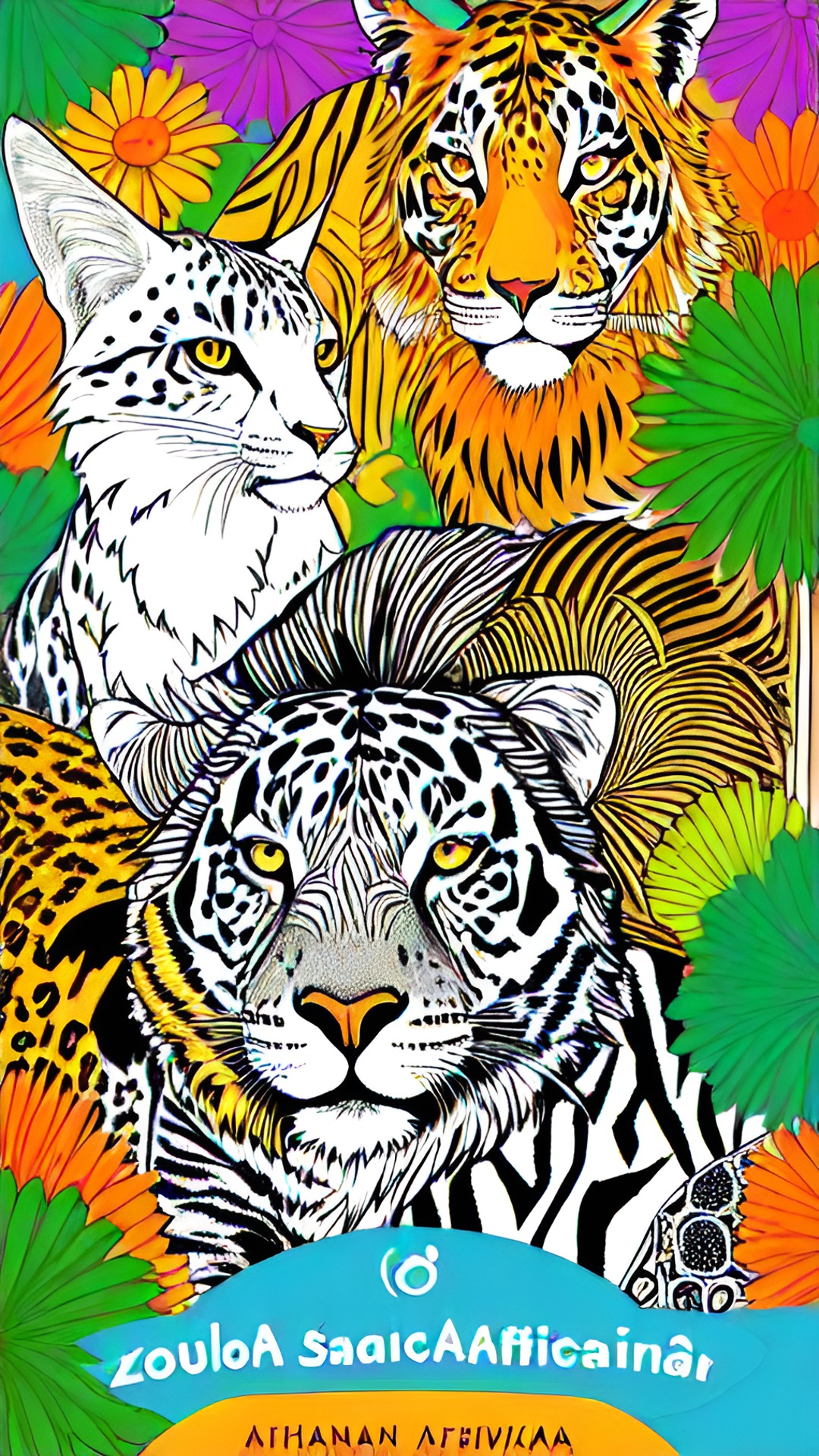 faça uma capa de um livro de colorir com vários diferentes animais da savana africana preview