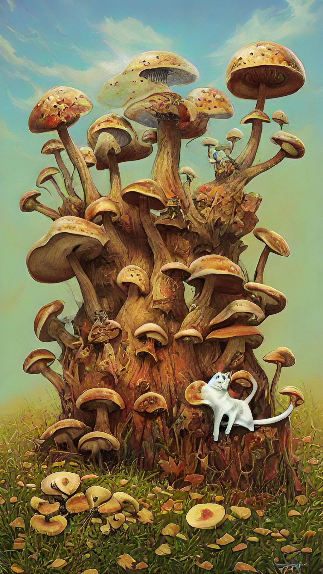 hairless cat sitting on mushroom preview