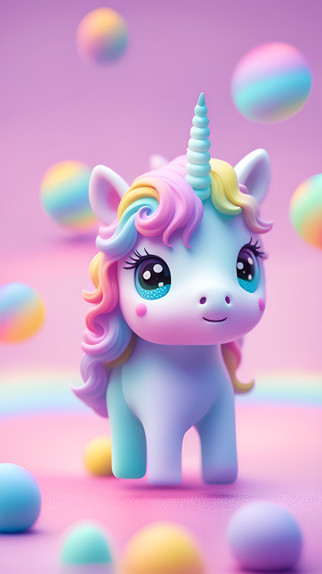 rainbow unicorn - kawaii pastel rainbow 3d depth of field unicorn preview