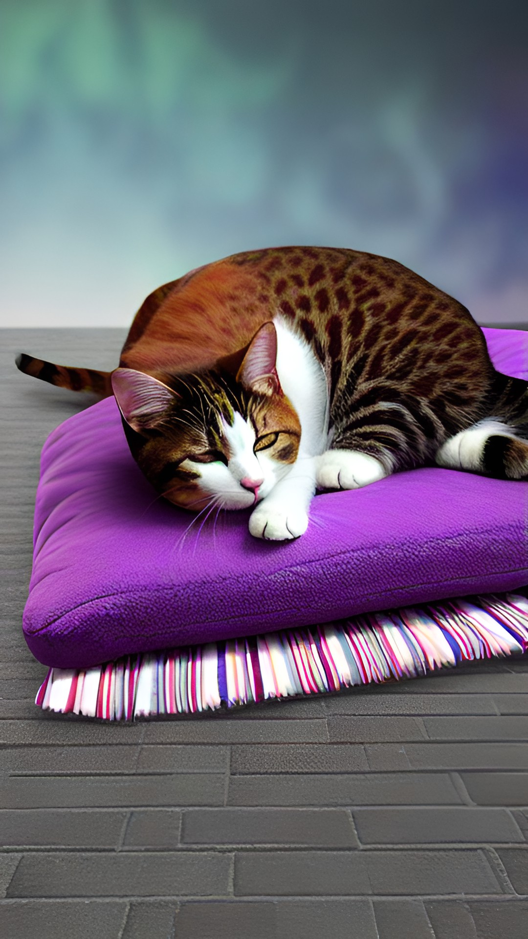 dream cat sleeping on a magic carpet preview