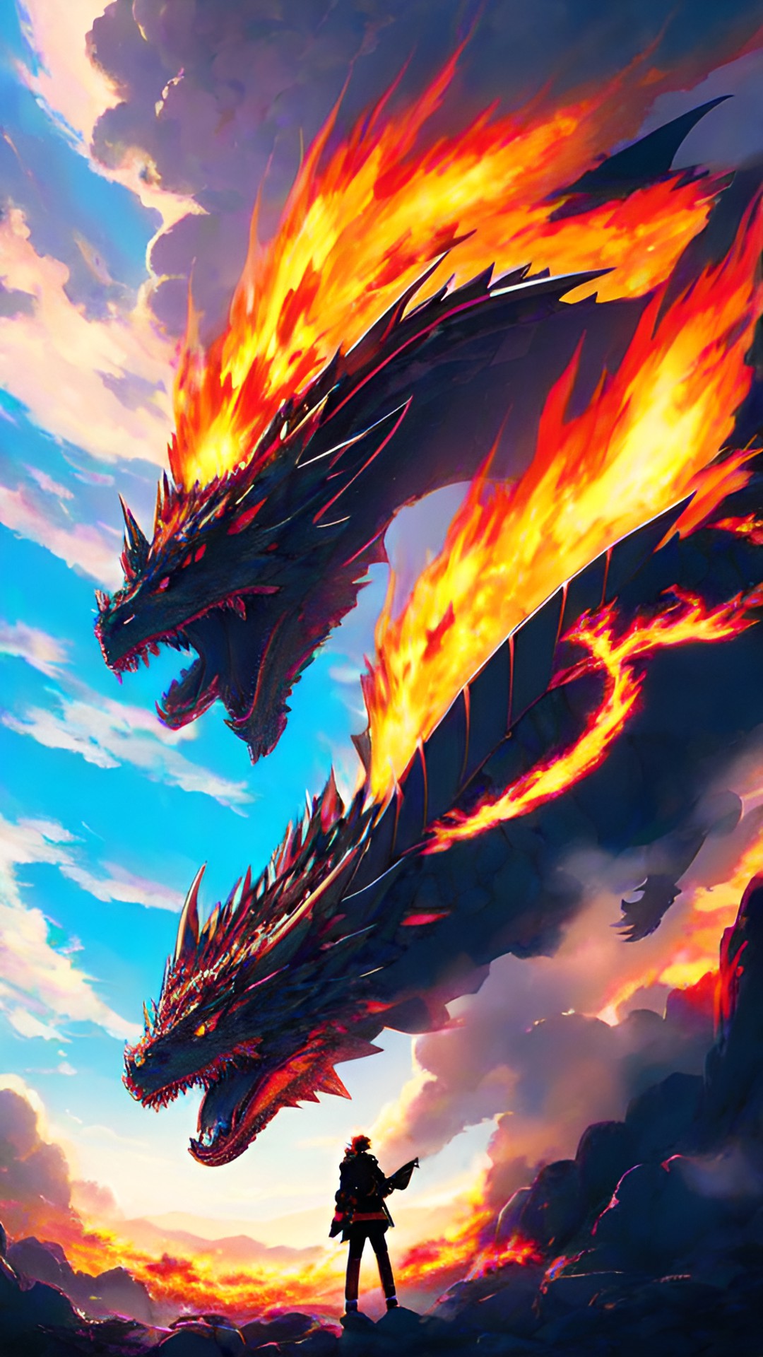 Twin dragons - dragon breathing out fire preview