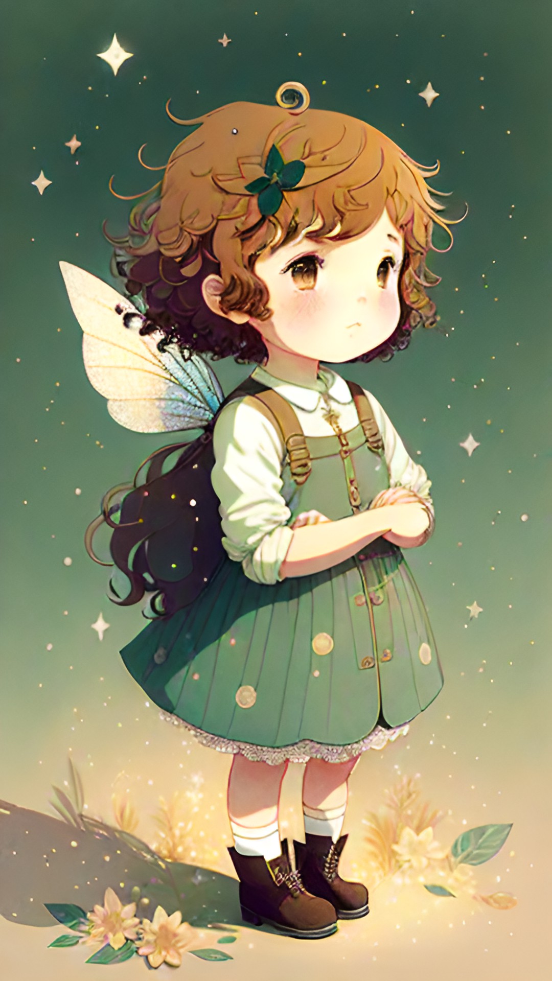 Fairy - a sparkling fairy with brown curly hair preview