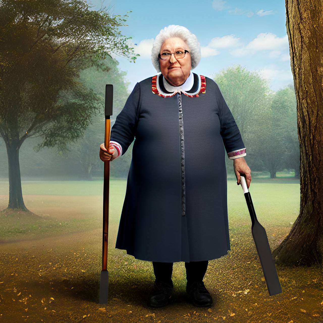 Grandma (FAT) - fat grandma with stick preview