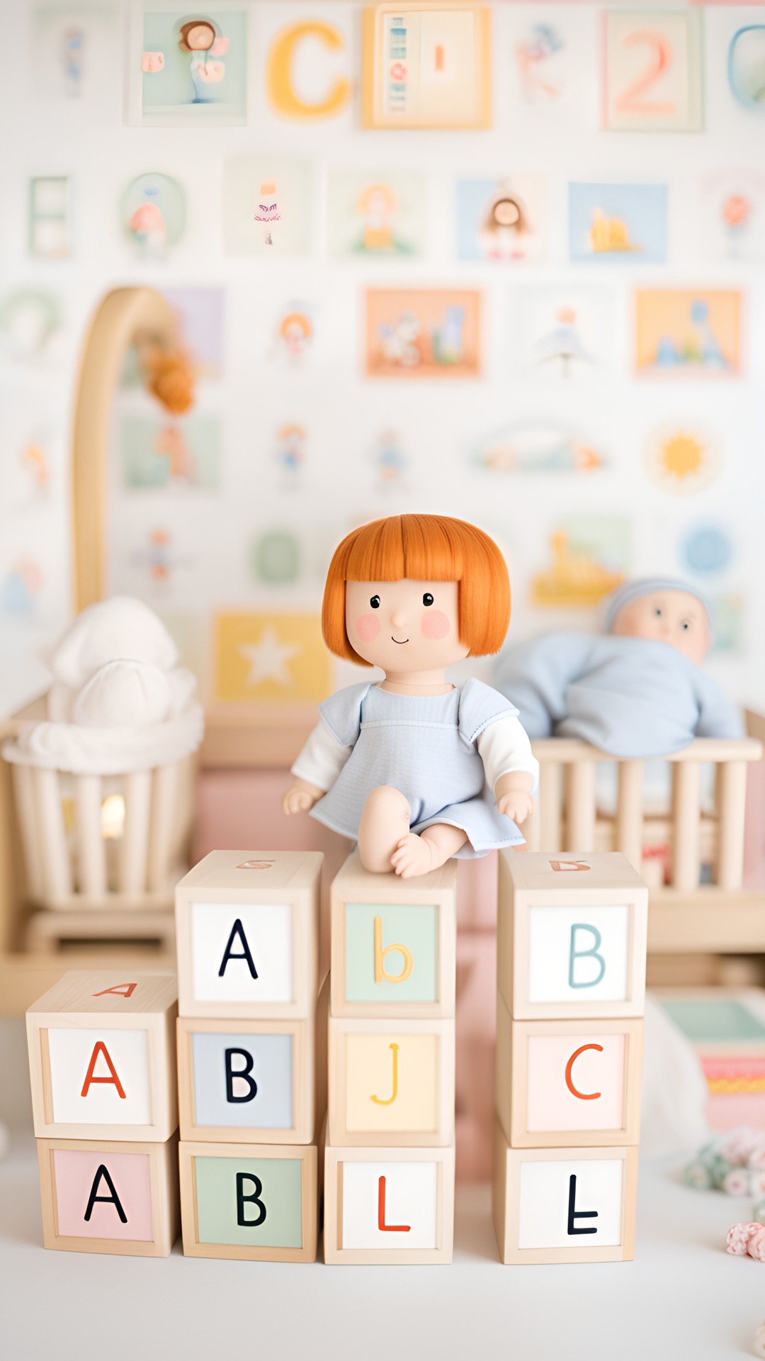 alphabet blocks and doll babies in the nursery preview