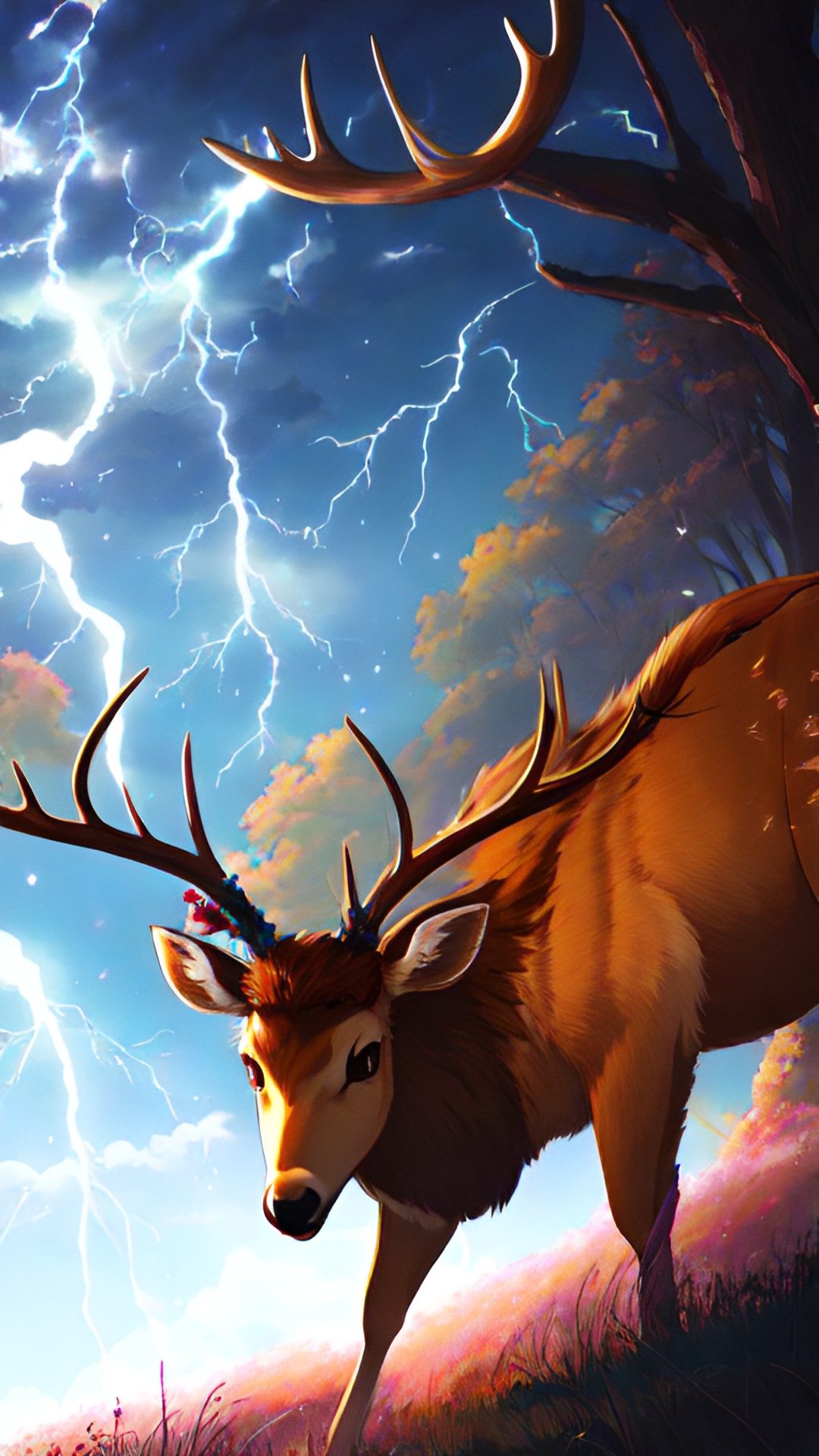 a deer with lightning antlers preview