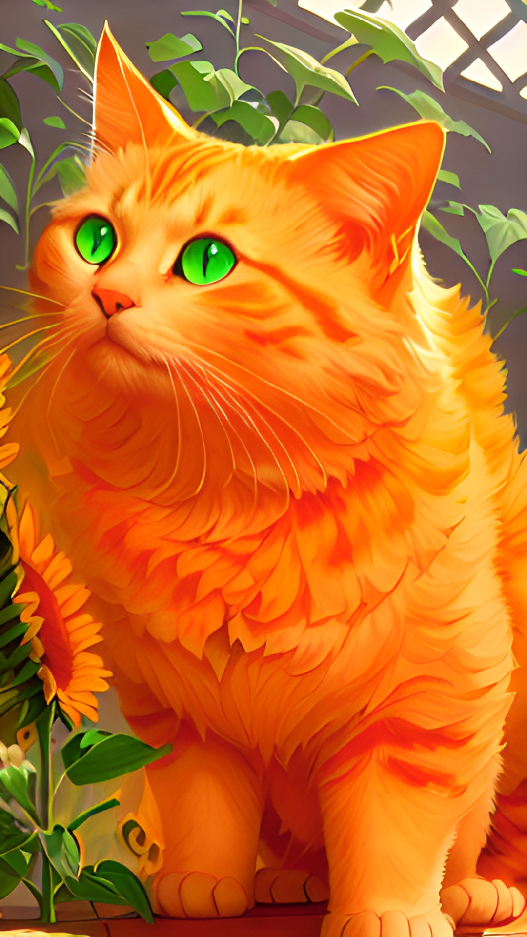 sunflower orange cat - cat in sunflowers preview