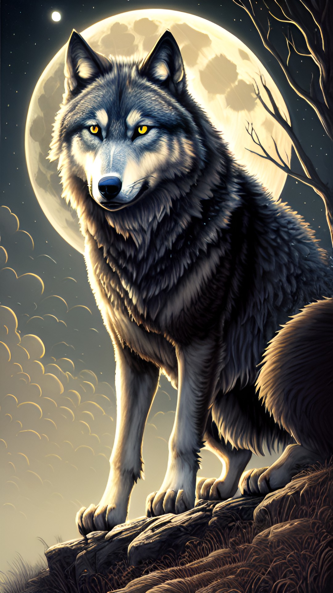 wolf and a full moon preview