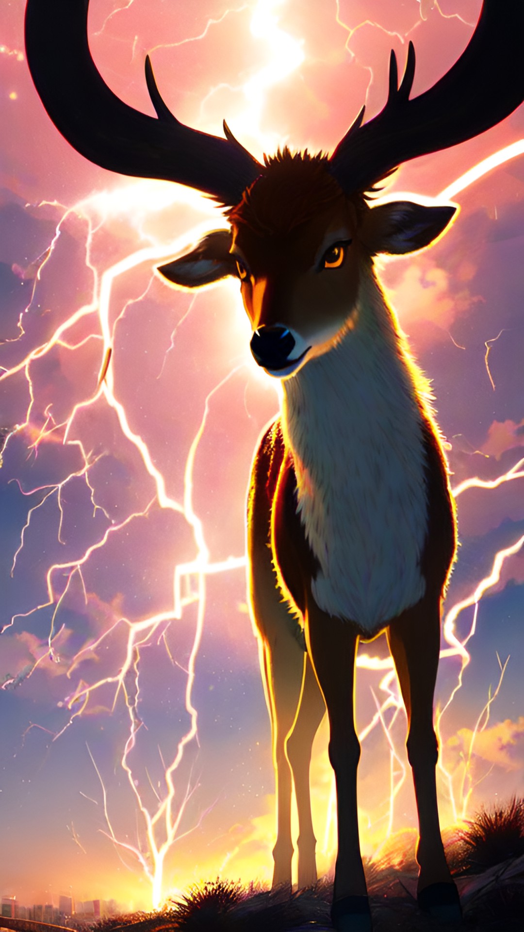 a deer with lightning, static eletrcity, sparks preview