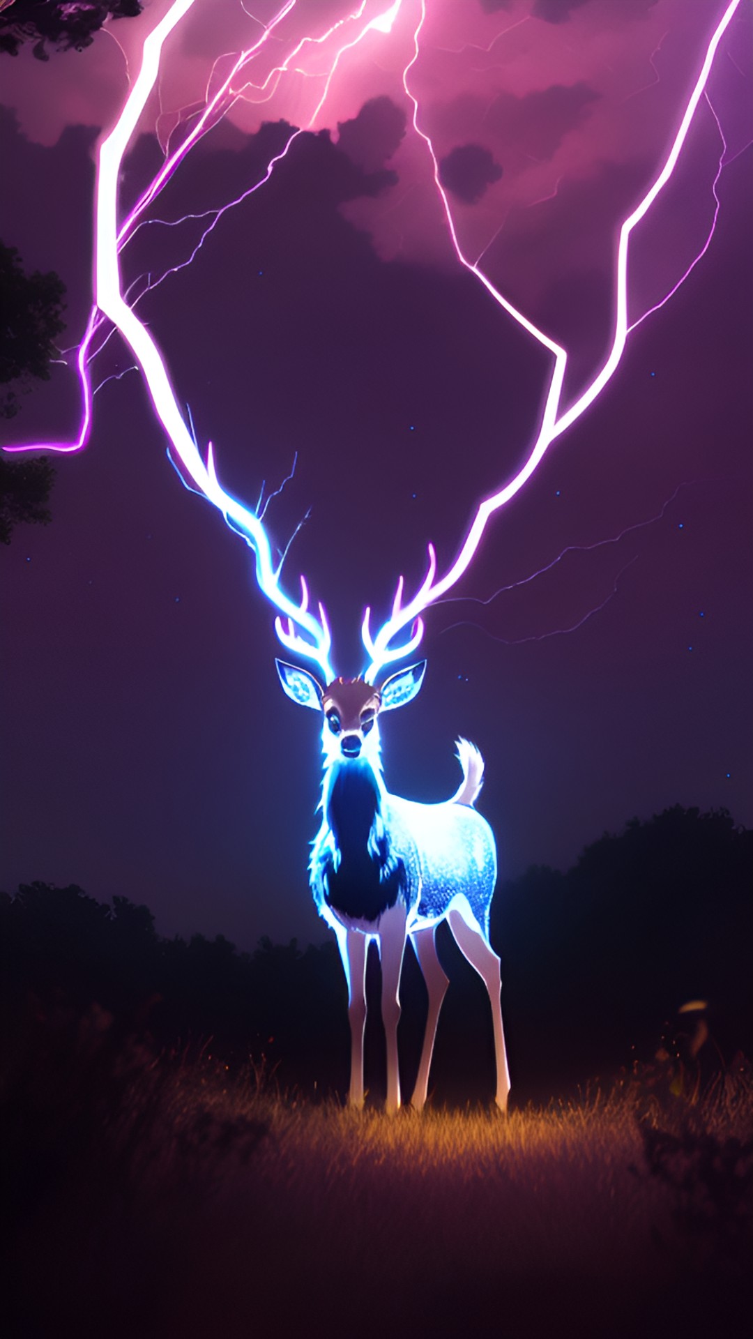 a deer with lightning, static eletrcity, sparks preview