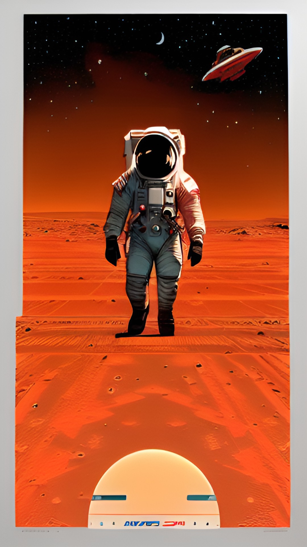 astronaut in space with a red starship in 8k hdr10+ on mars preview