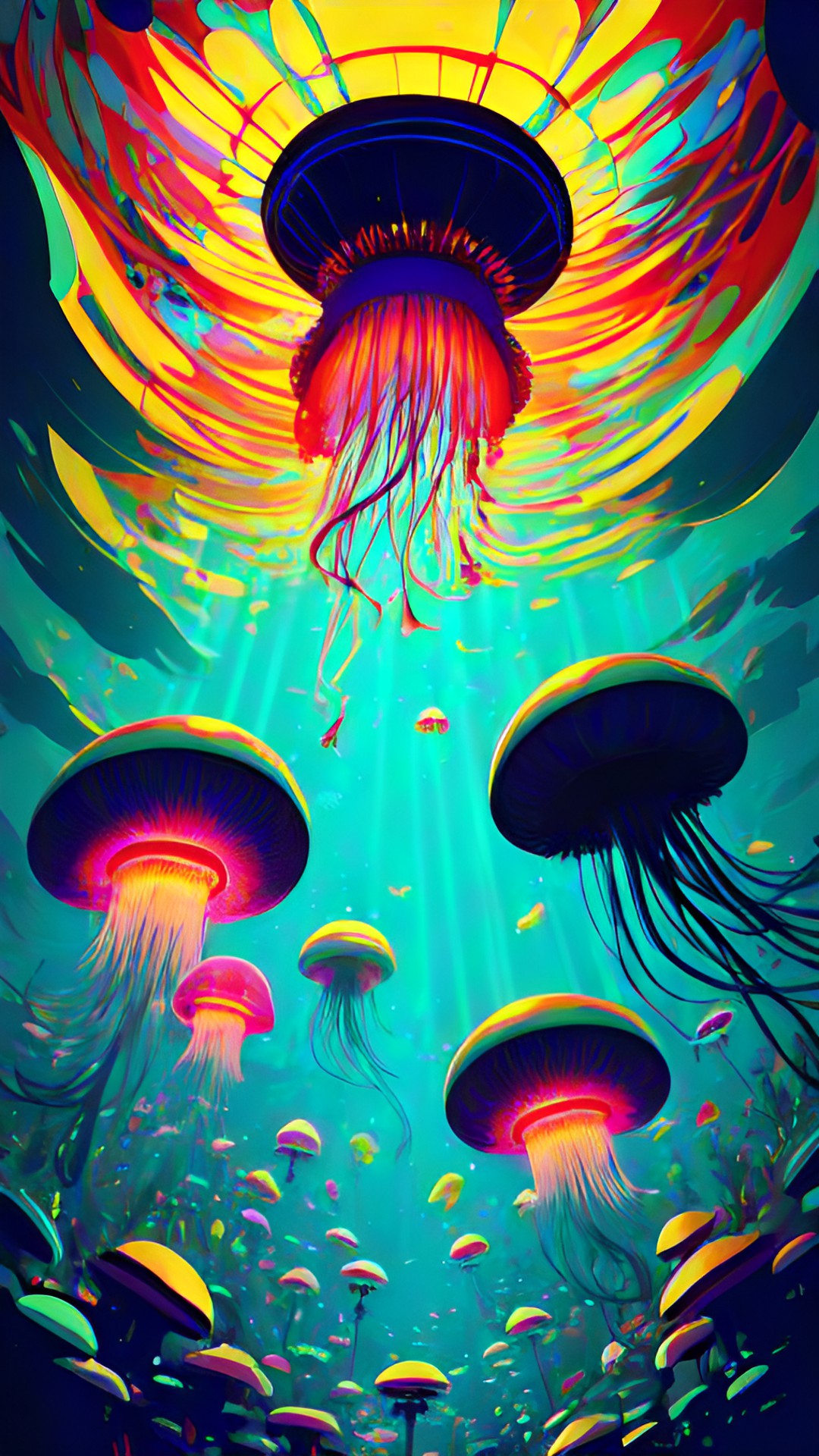 jellyfish underwater, light rays preview