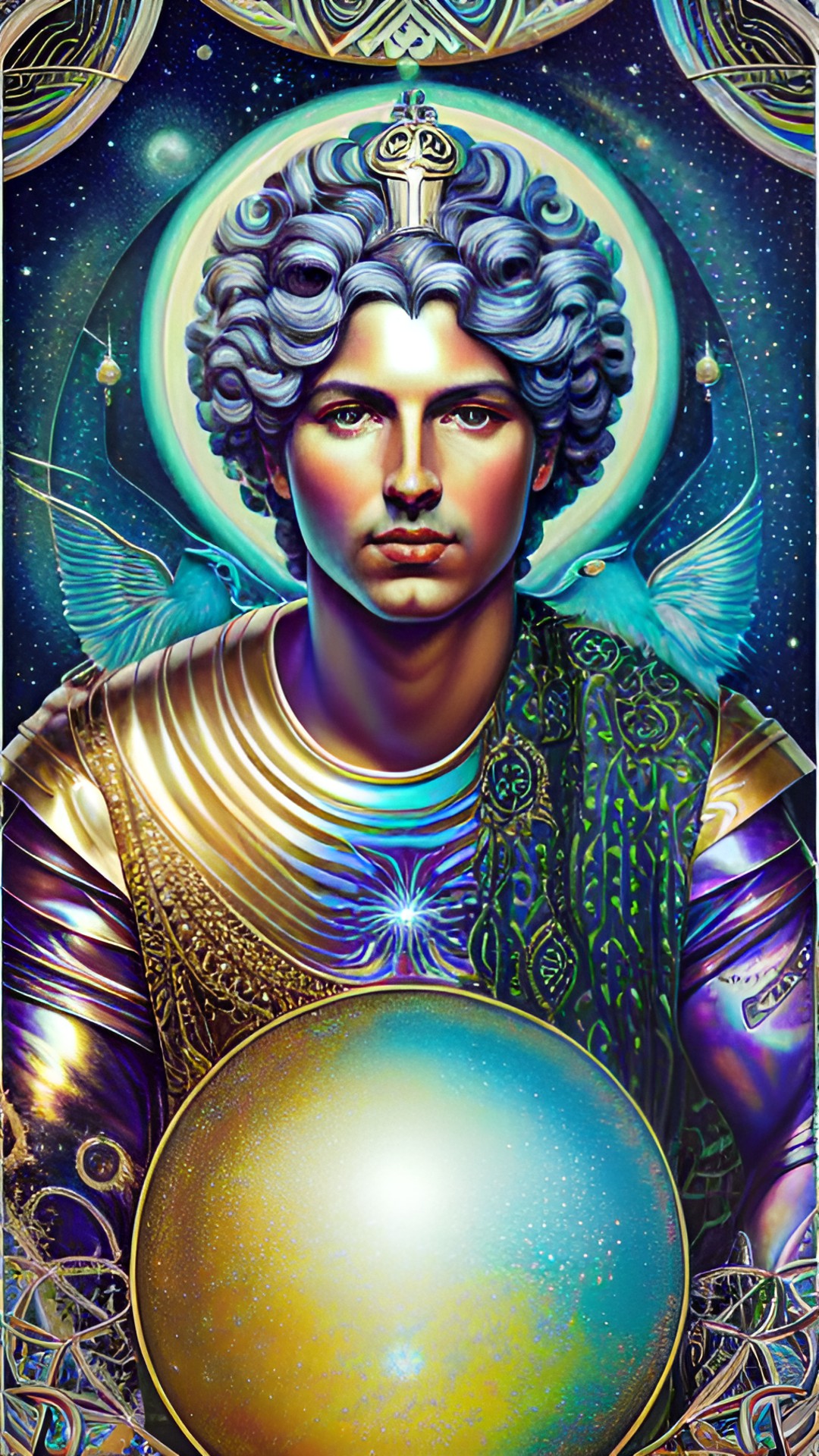 Mercury Card - mercury variations, mercury small iridescent planet, metallic mercury silver reflective liquid, greek god mercury preview