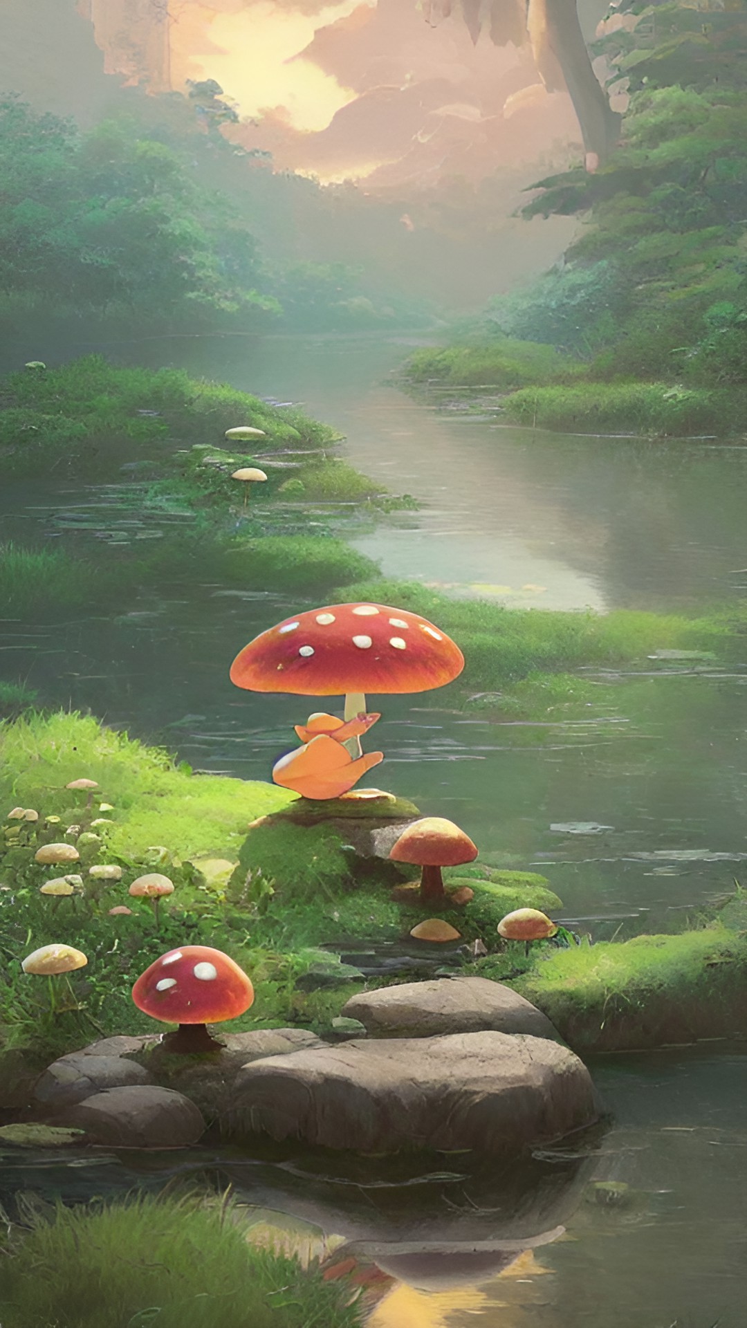 Mushroom toad ￼ - toad with mushrooms in the background preview