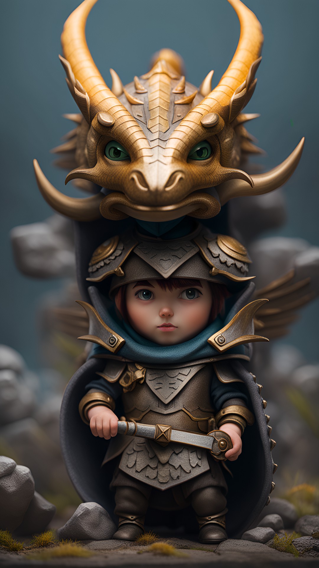 little warrior with a dragon helmet preview