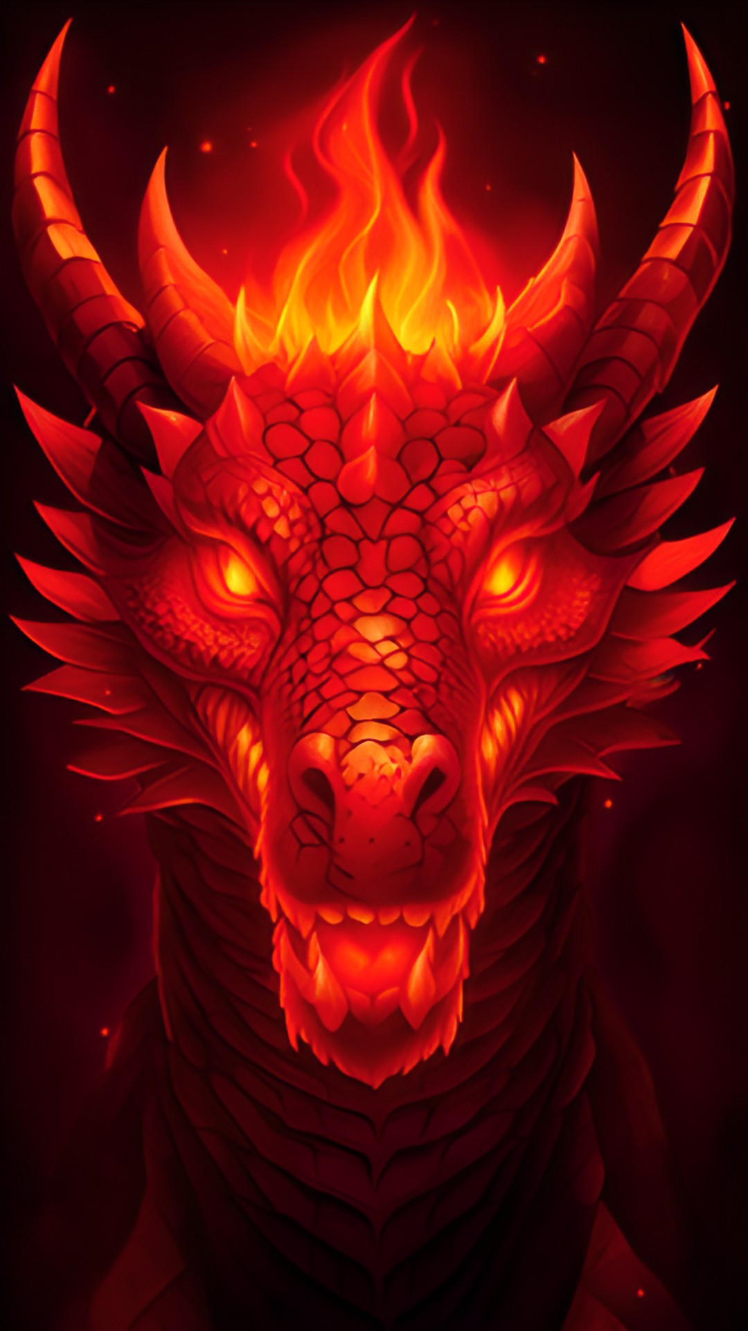 King fire dragon - kinglike dragon with glowing eyes and a fire crown preview