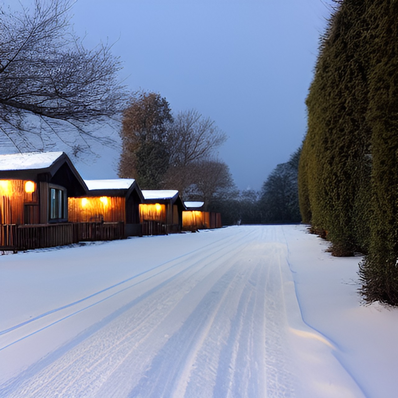 i had for my winter evening walk; noone at all with whom to talk; but i had the cottages in a row; up to their shining eyes in snow preview