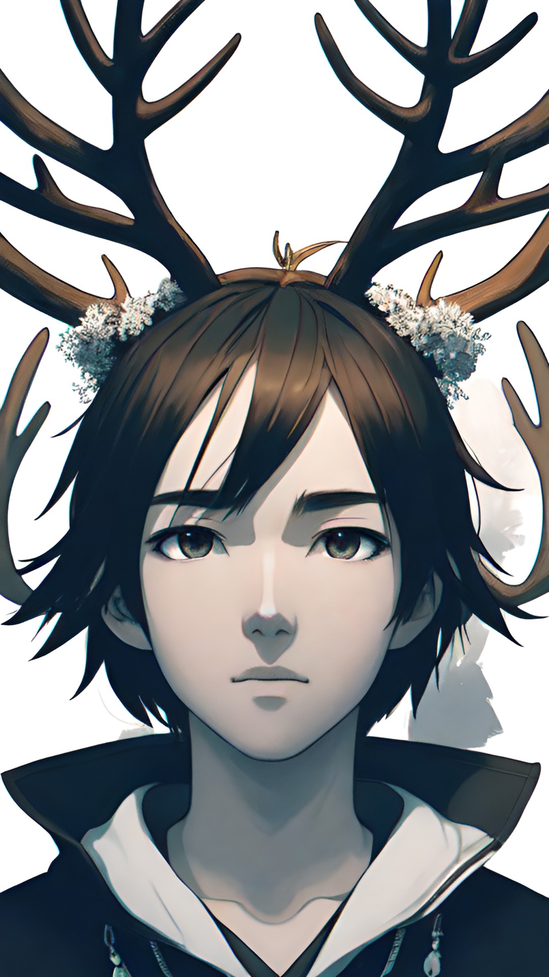 person with antlers portrait  - person with antlers portrait, close-up, high contrast, ethereal, surreal preview