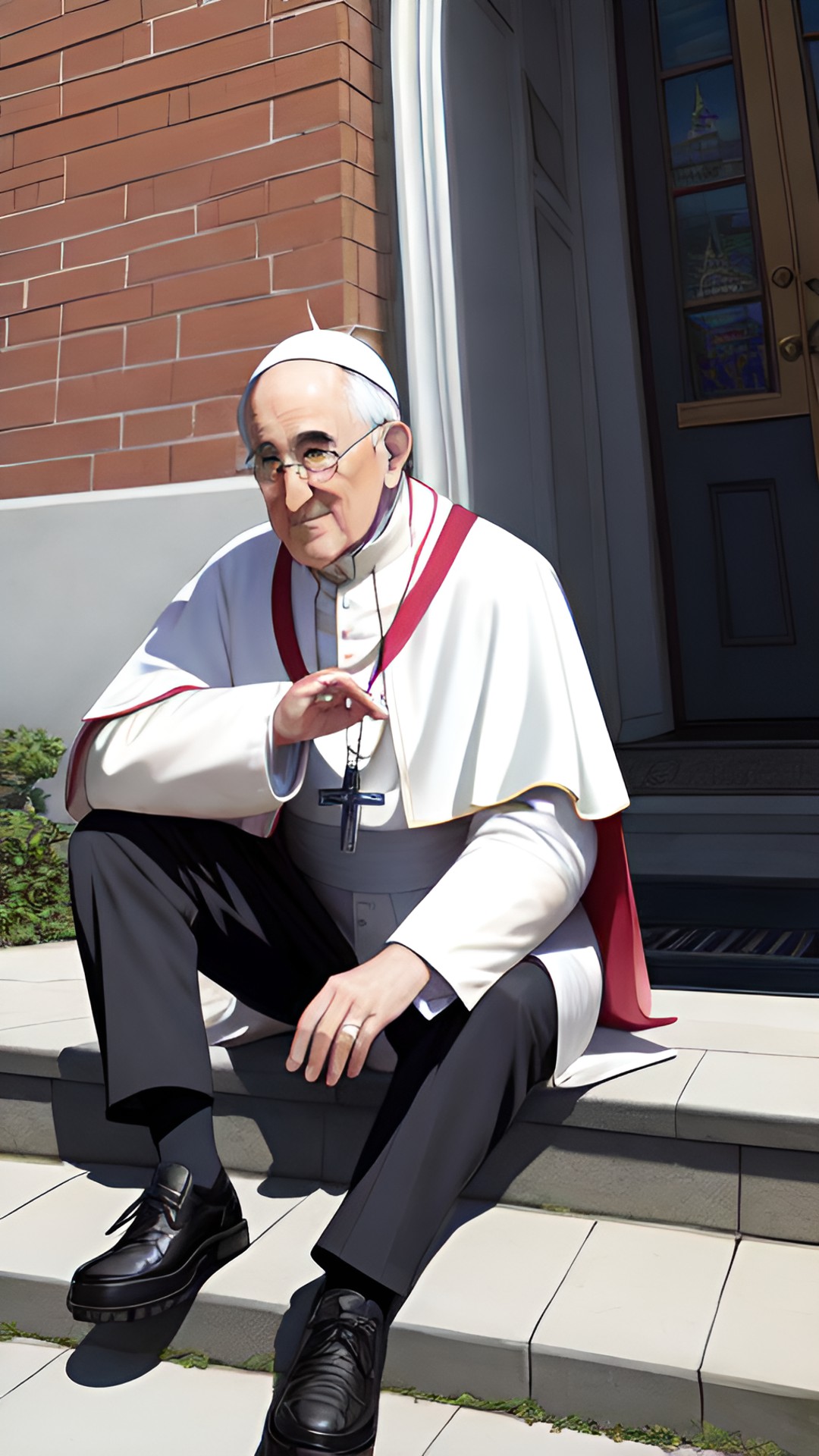 GBU - tattooed pope  on building stoop 420 preview