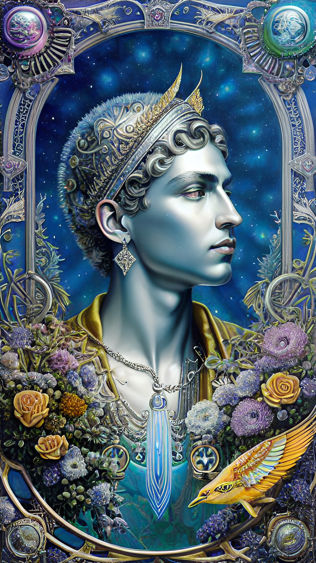 dream "mercury, communication, transportation, adroit, apt, clever, expressive, good at detail, intelligent, logical, perceptive, talkative, versatile, mercury small iridescent planet, metallic mercury silver reflective liquid, greek god hermes" preview