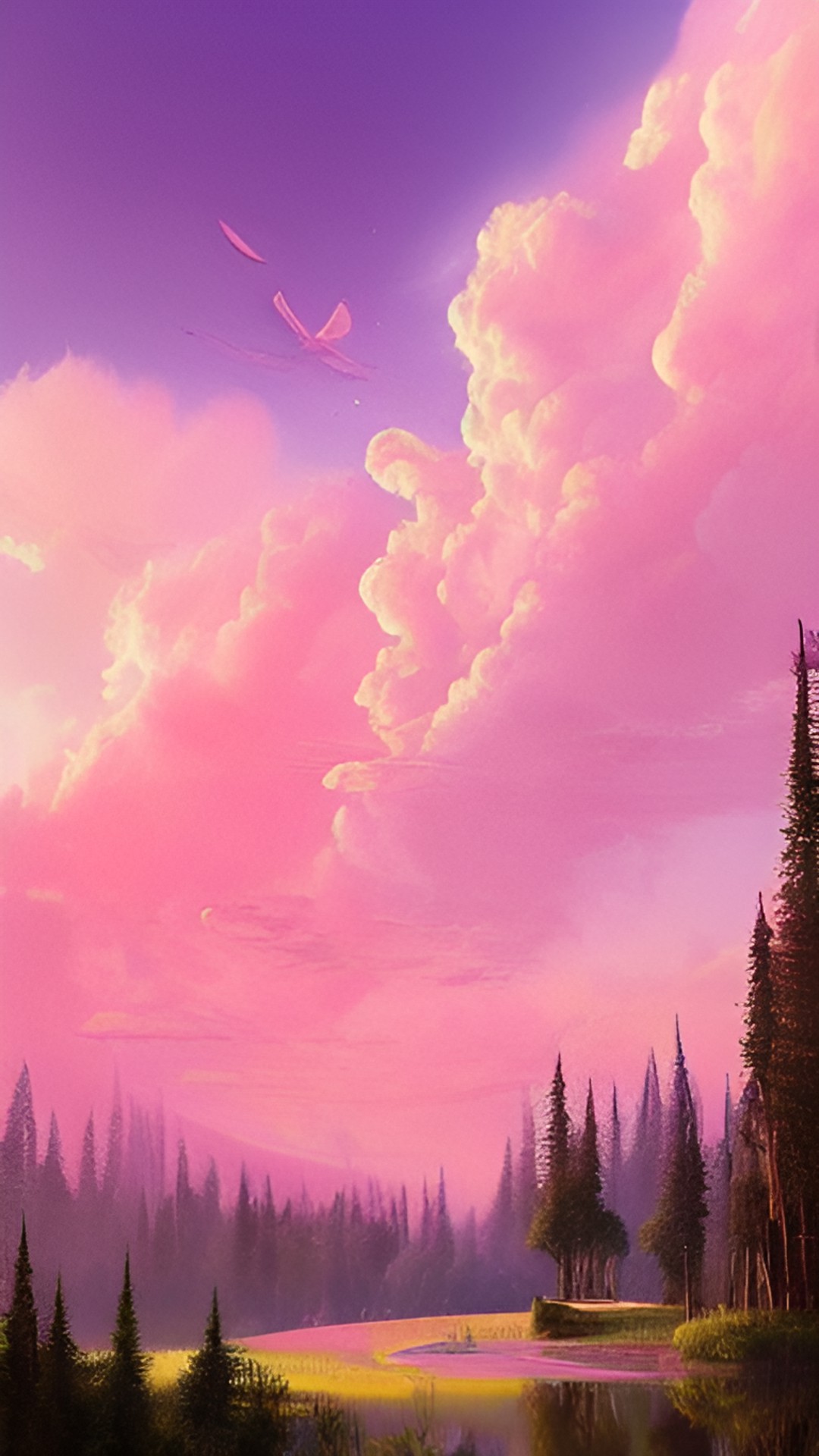 release - light pink haze rosy heaven dream oasis secret fairy ethereal castle pink soft pink sunset sky clouds marble castle covered in pink rosebuds in the sky with pink sunset mystical woodland creatures preview