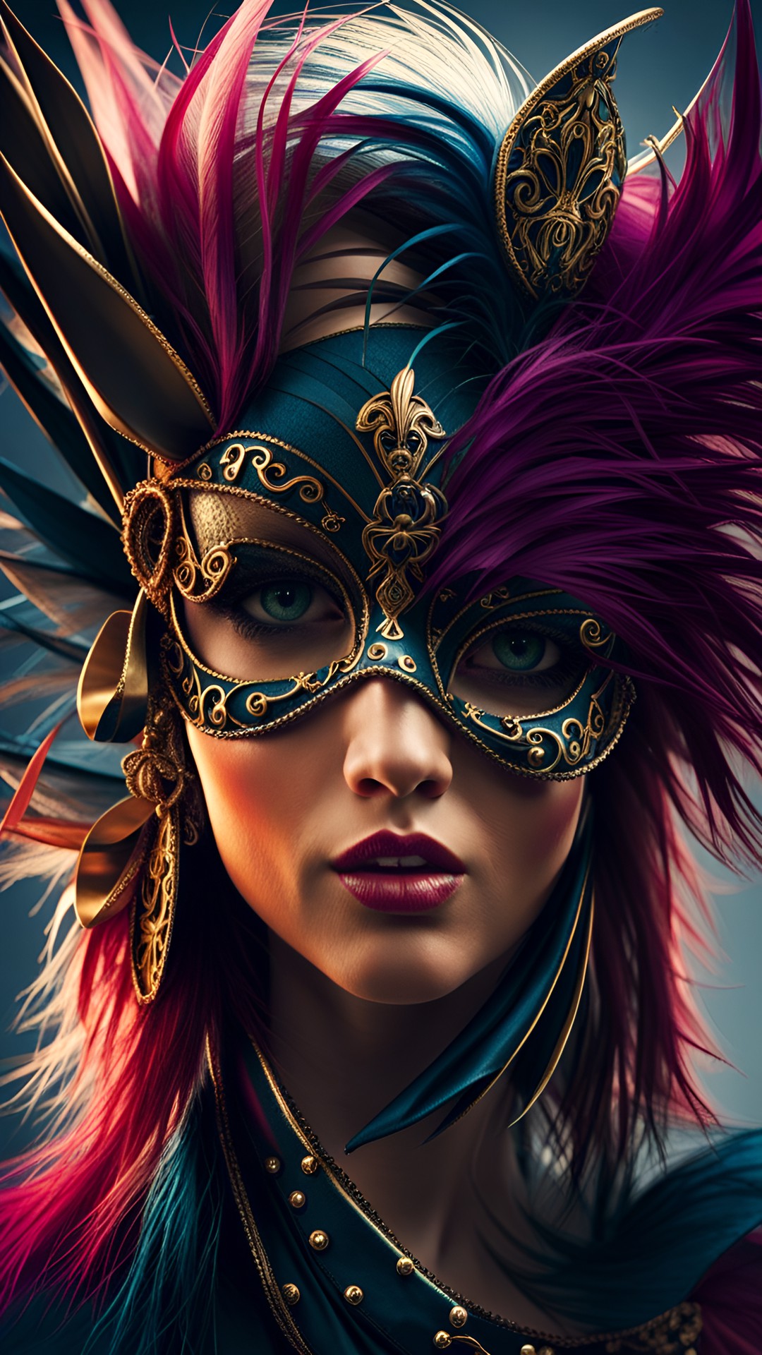 Venetian - closeup portrait of venetian masquerade preview