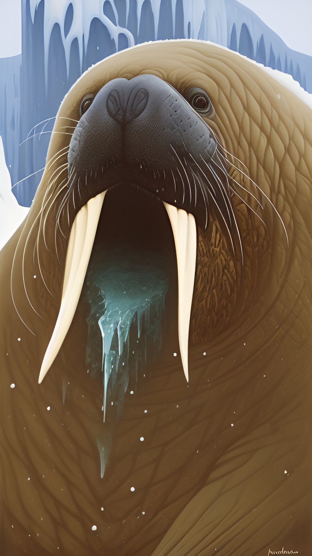 Hvalros - walrus in icy landscape preview