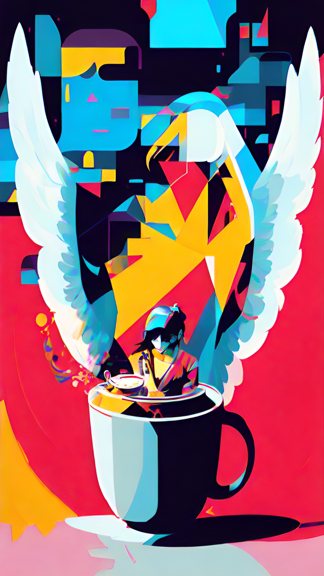 an angel drinking a cup of coffee preview