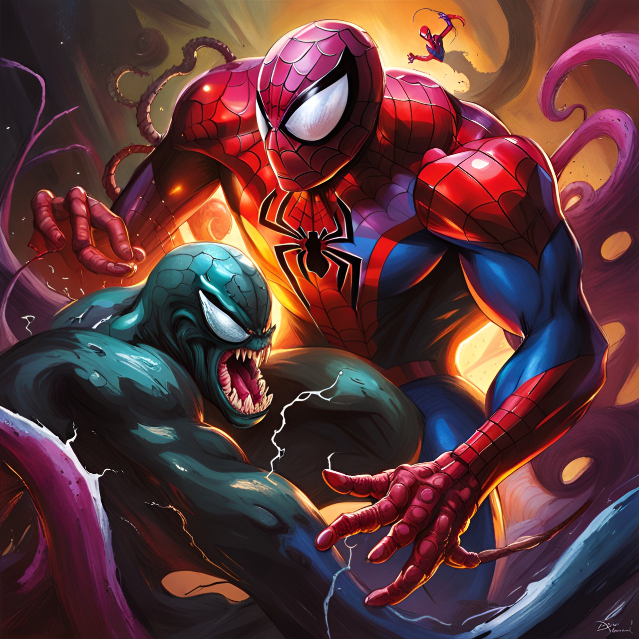 spiderman fights venom preview