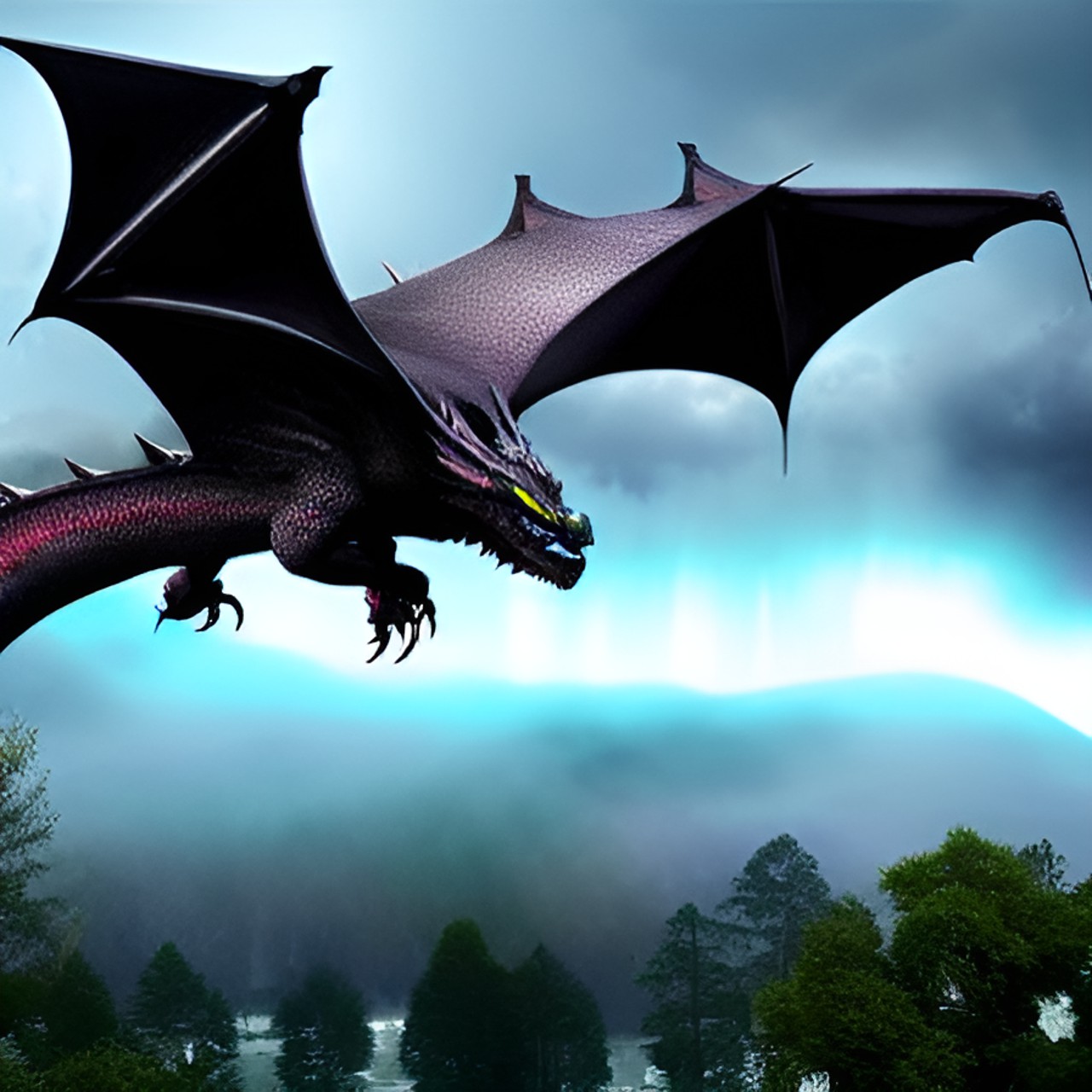 dragon flying out of a thunderstorm preview