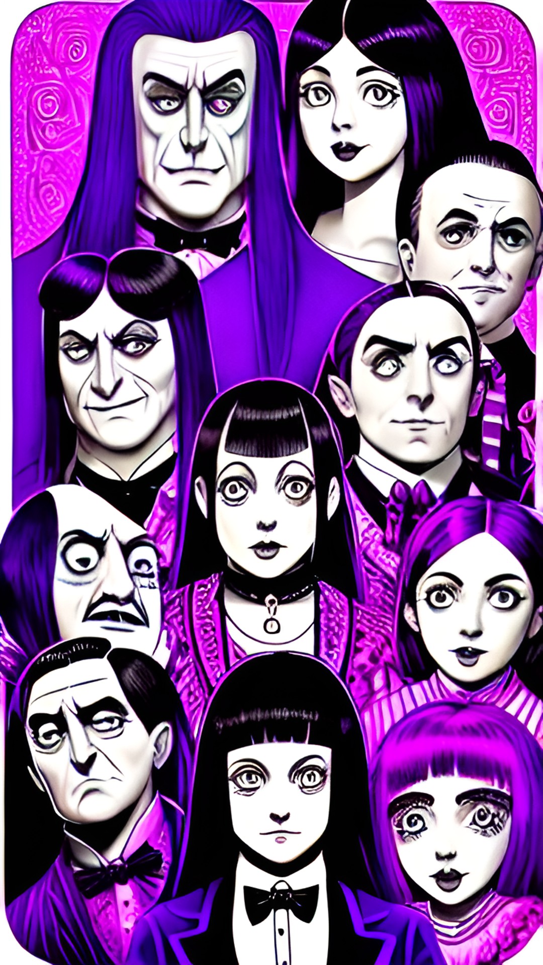 The Addams family - the addams family monsters, who look like people with a text in the middle the addams family ￼ preview