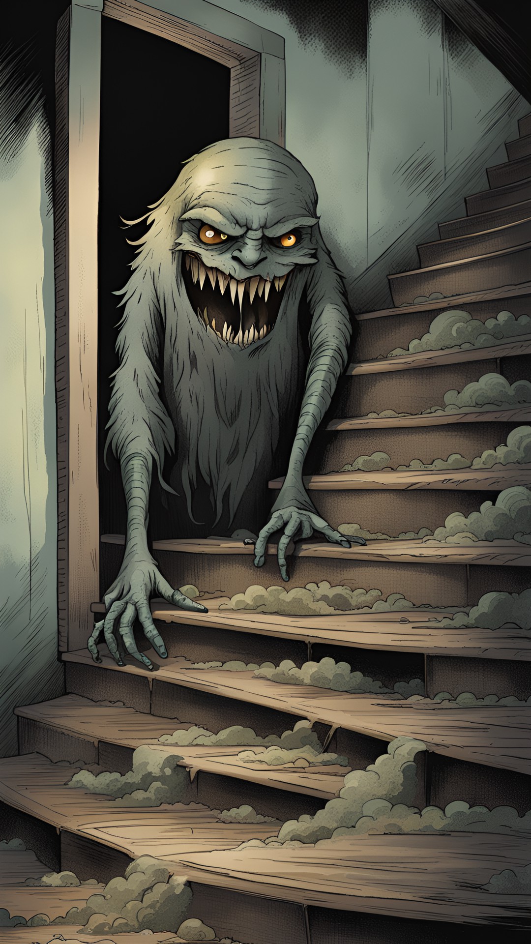 monster who lives beneath the stairs in a creepy basement preview