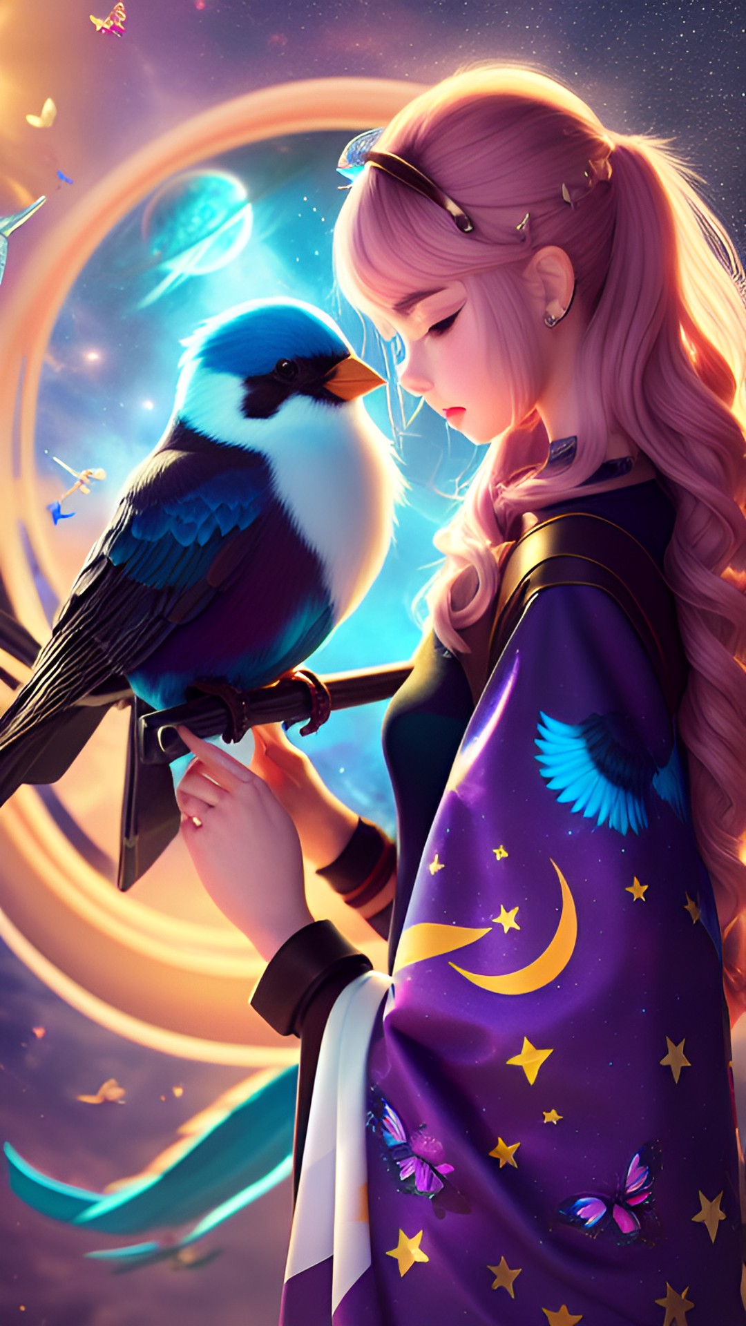 Space Guardian - bird mascot with space guardian mistress preview