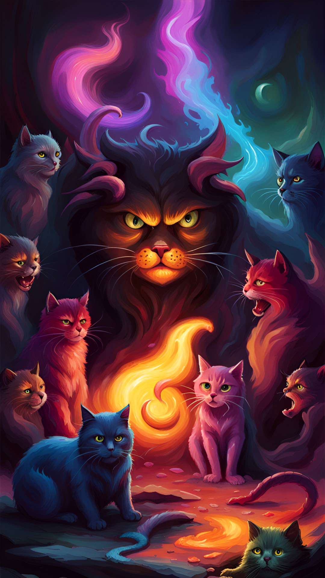 cats have finished their last game of fire and have no idea what is happening. preview