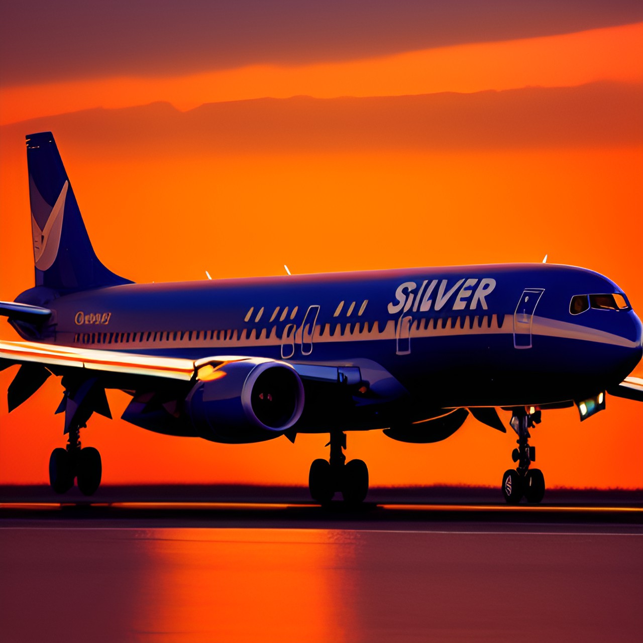 Airliner in Sunset - make the plane silver preview